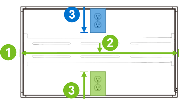 Outlet placement for side wall configuration (landscape).