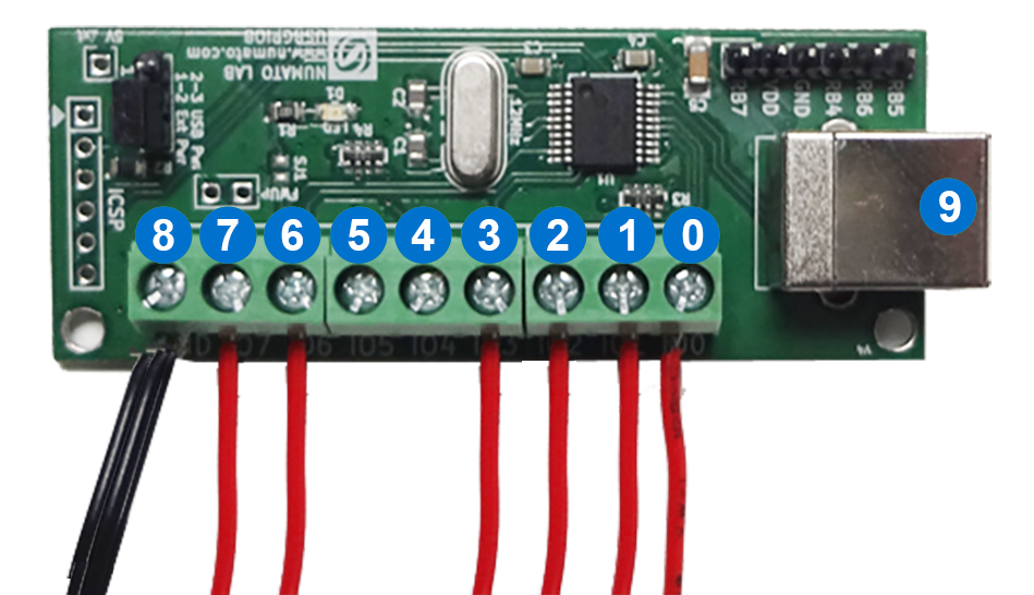 GPIO board wiring example.